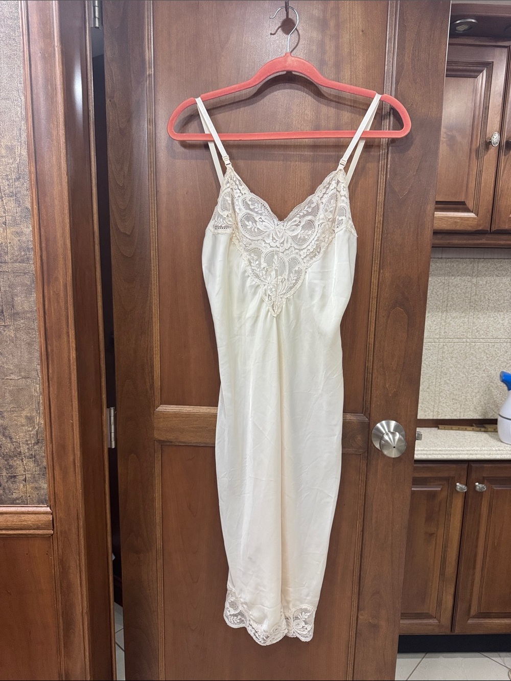 Stunning silky Women's Lace-Trim Slip in Ivory